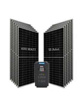 5.5KW 7.5HP 3Faz 380V Güneş Paneli ile Dalgıç Pompa Sistemi