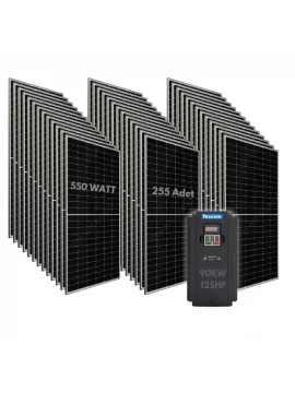 90KW 125HP 3Faz 380V Güneş Paneli ile Dalgıç Pompa Sistemi