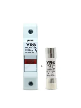 Hegel DC 1000V 20KA Kartuş Yuvası + Hegel DC 20A 1000V Kartuş Sigorta