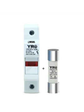 Hegel DC 1000V 20KA Kartuş Yuvası + Hegel DC 32A 1000V Kartuş Sigorta