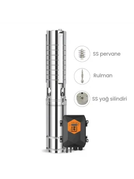 Pantec 96 Volt 1300 Watt DC Solar Dalgıç Pompa - Max.140 Metre - Max.4 Ton Su
