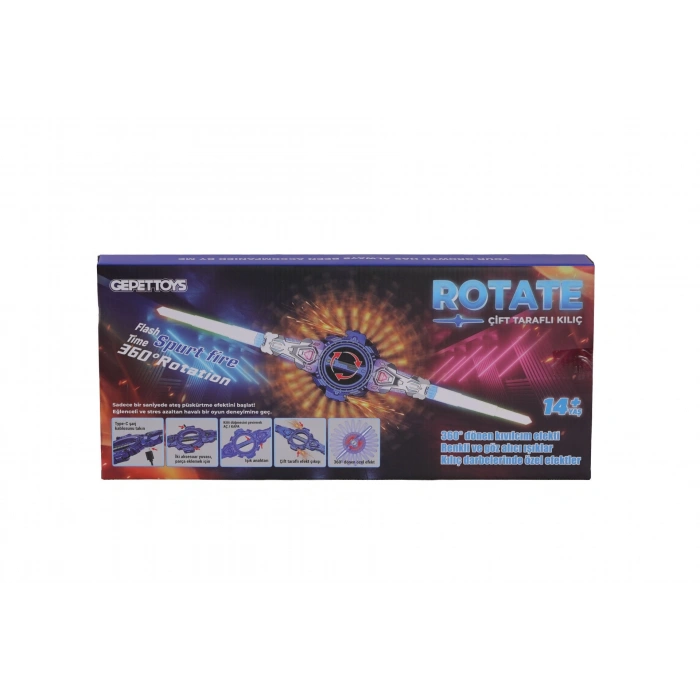 456-44M ÇİFT TARAFLI 360 DRC DÖNEBİLEN KIVILCIM SAÇAN 7 RENK LED IŞIKLI KILIÇ