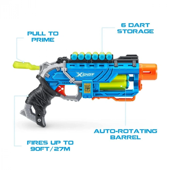 4860 X Shot Sünger Atan Dino Attack Striker Silah -Sunman