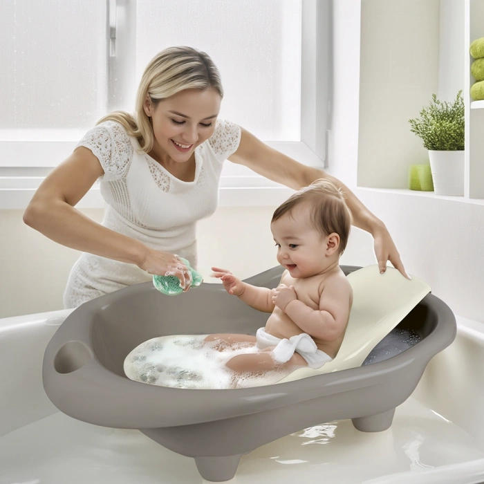 7270 HİPPO OYUNCAK BEBEK YIKAMA KÜVETİ VE DESTEĞİ STONE GRİ