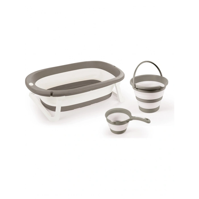 7273 KATLANABİLİR ÜÇLÜ BEBEK BANYO SETİ STONE GRİ