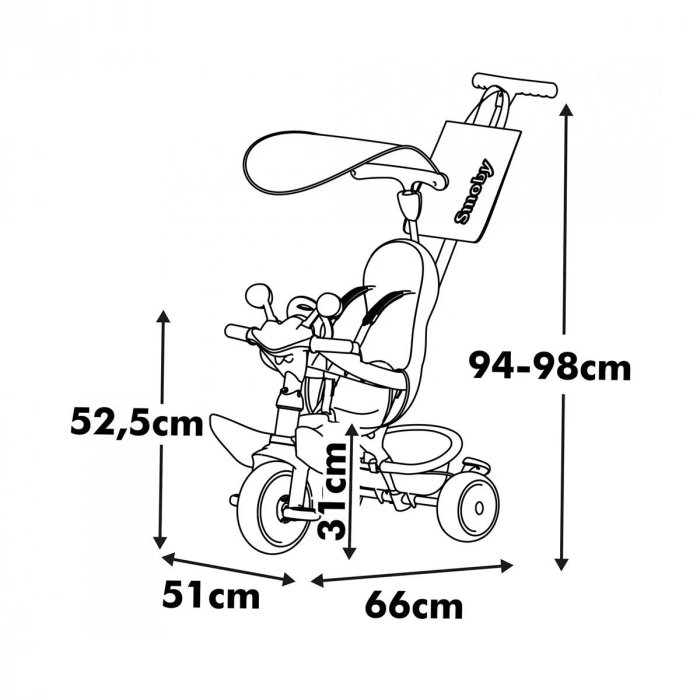 7600741503 Baby Driver Tricycle 3 Tekerlekli 3ü 1 arada Gri Bisiklet +10 ay