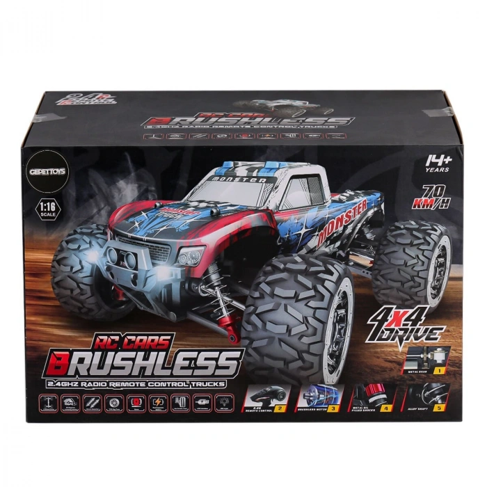 866-1602 Kumandalı 1:16 70 km/h Brusless Araba 4x4