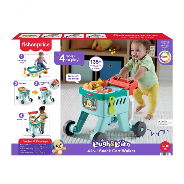 JLM95 Fisher-Price Eğlen ve Öğren 4ü 1 Arada Alışveriş Sepeti Yürüteç