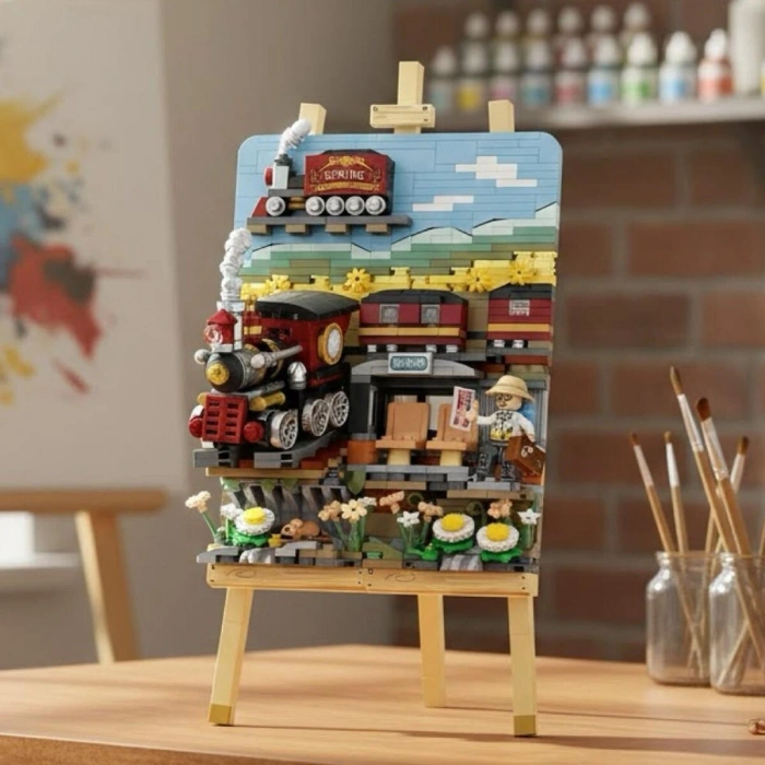 LZ-1296 LOZ TREN İSTASYONU AHŞAP BOYAMA 758 PARÇA BLOCK OYUNCAK