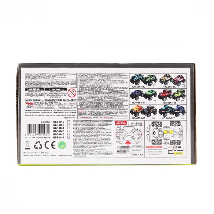 SYR-666-842-3-4-5-6-7 Kumandalı Şarjlı Rover Off Road Işıklı araba 1:24 -Vardem Oyuncak