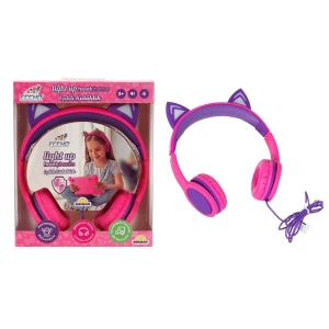 S00091067 -SUN-GLE-ECH-KULAKLIK KABLOLU KEDİ ŞKL.IŞIKLI PEMBE-MOR