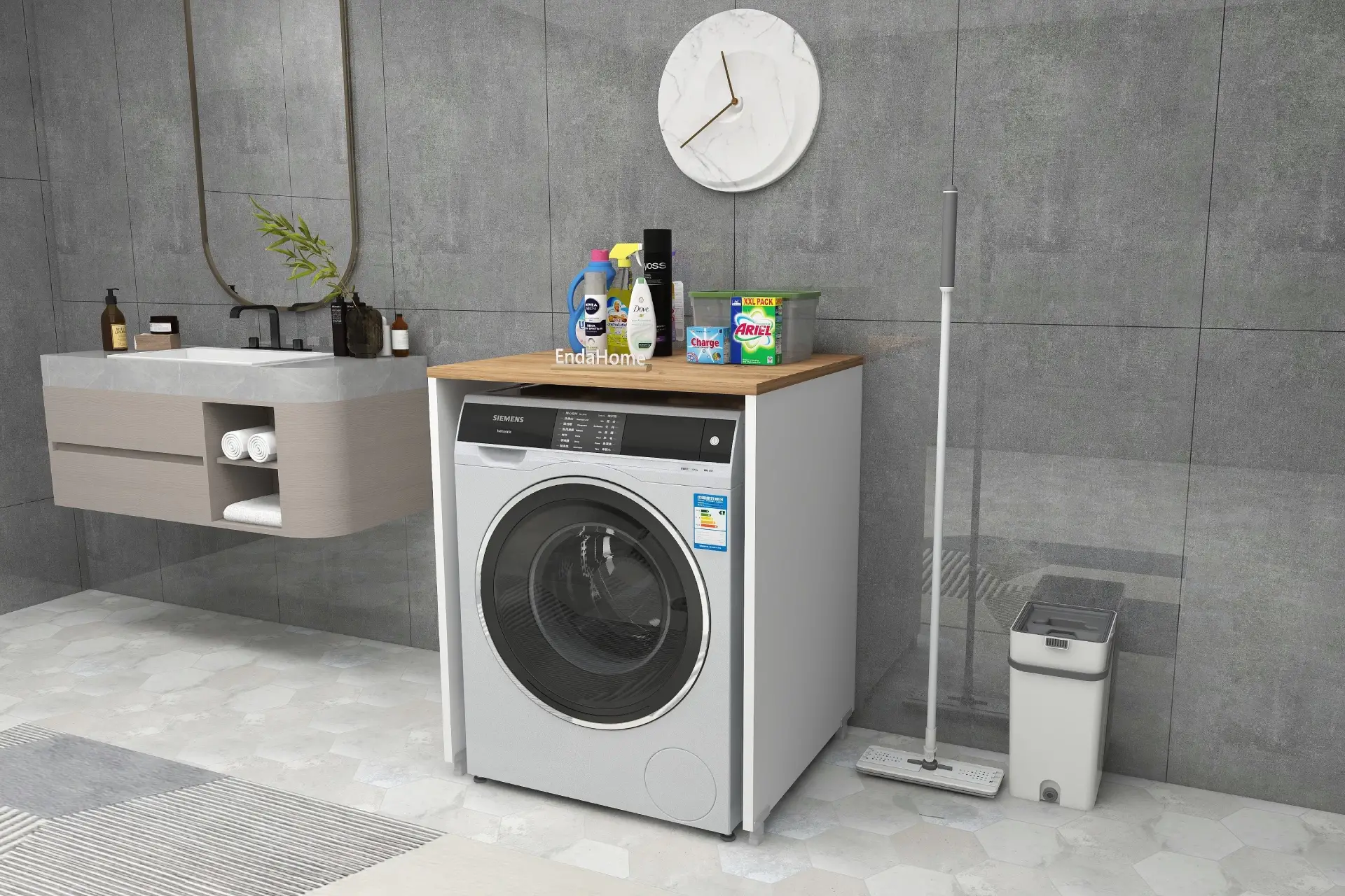 Çamaşır Makinesi Dolabı 89x65 cm Çam - Beyaz