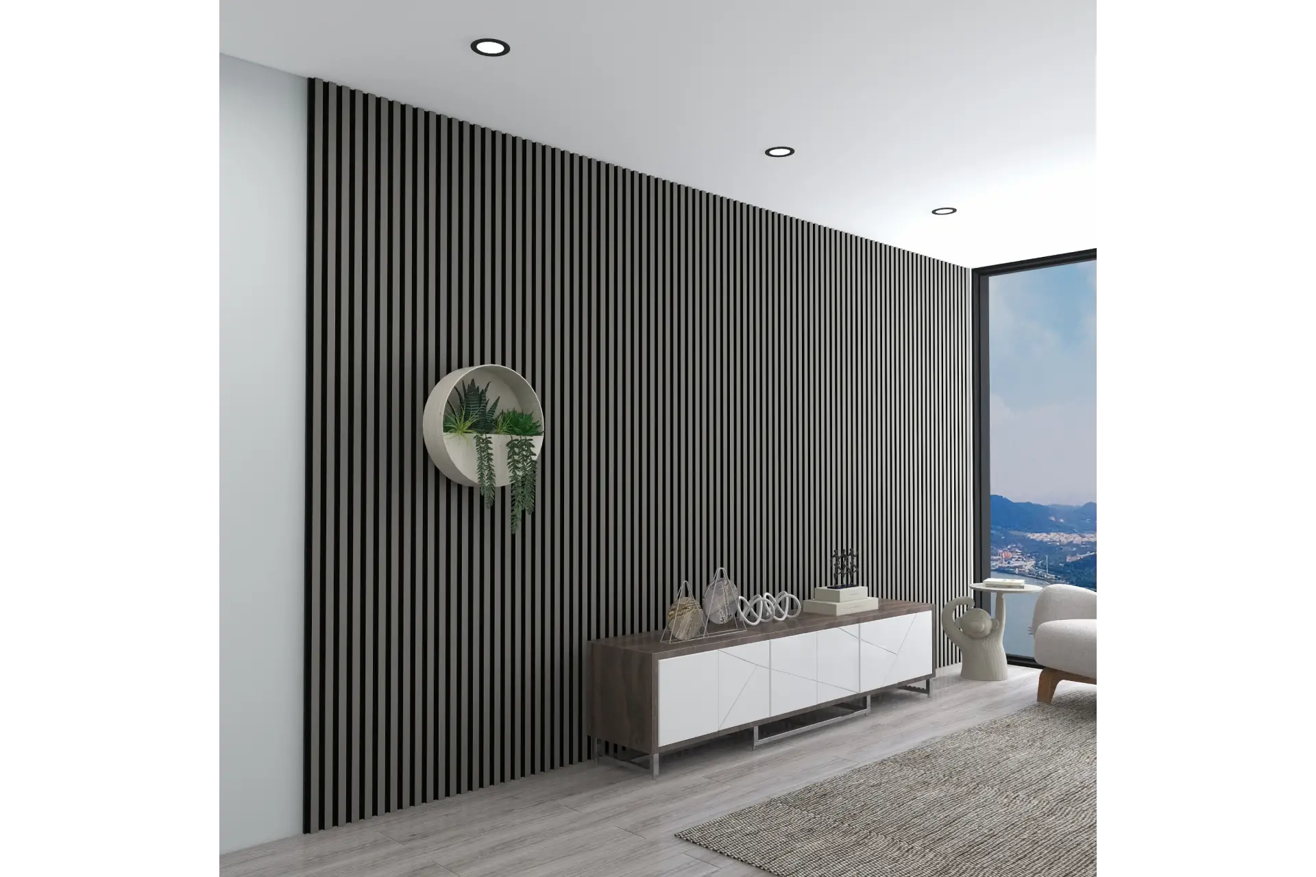 MDF Akustik Duvar Paneli 60×278 cm – Lake Gri