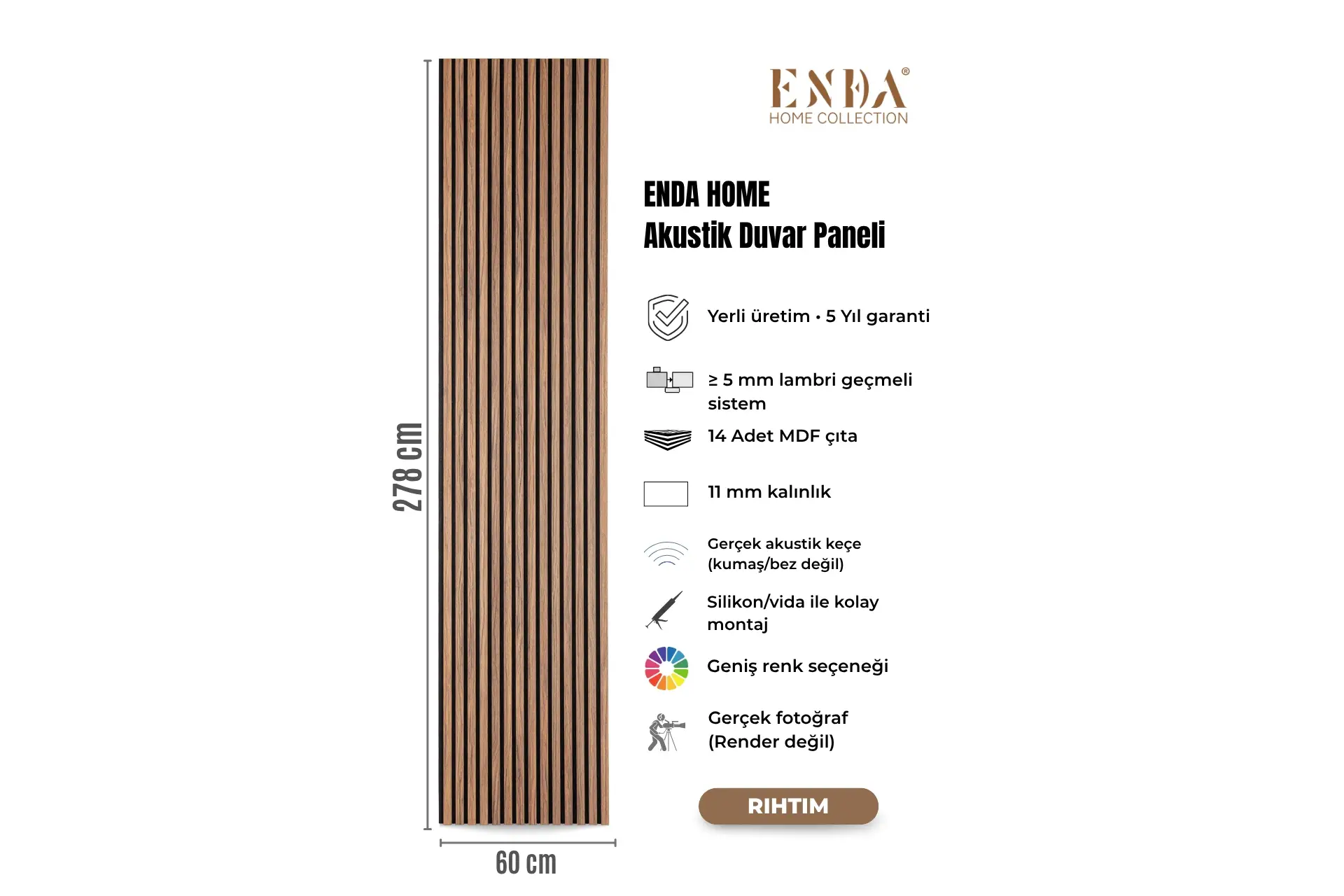 MDF Akustik Duvar Paneli 60×278 cm – Rıhtım