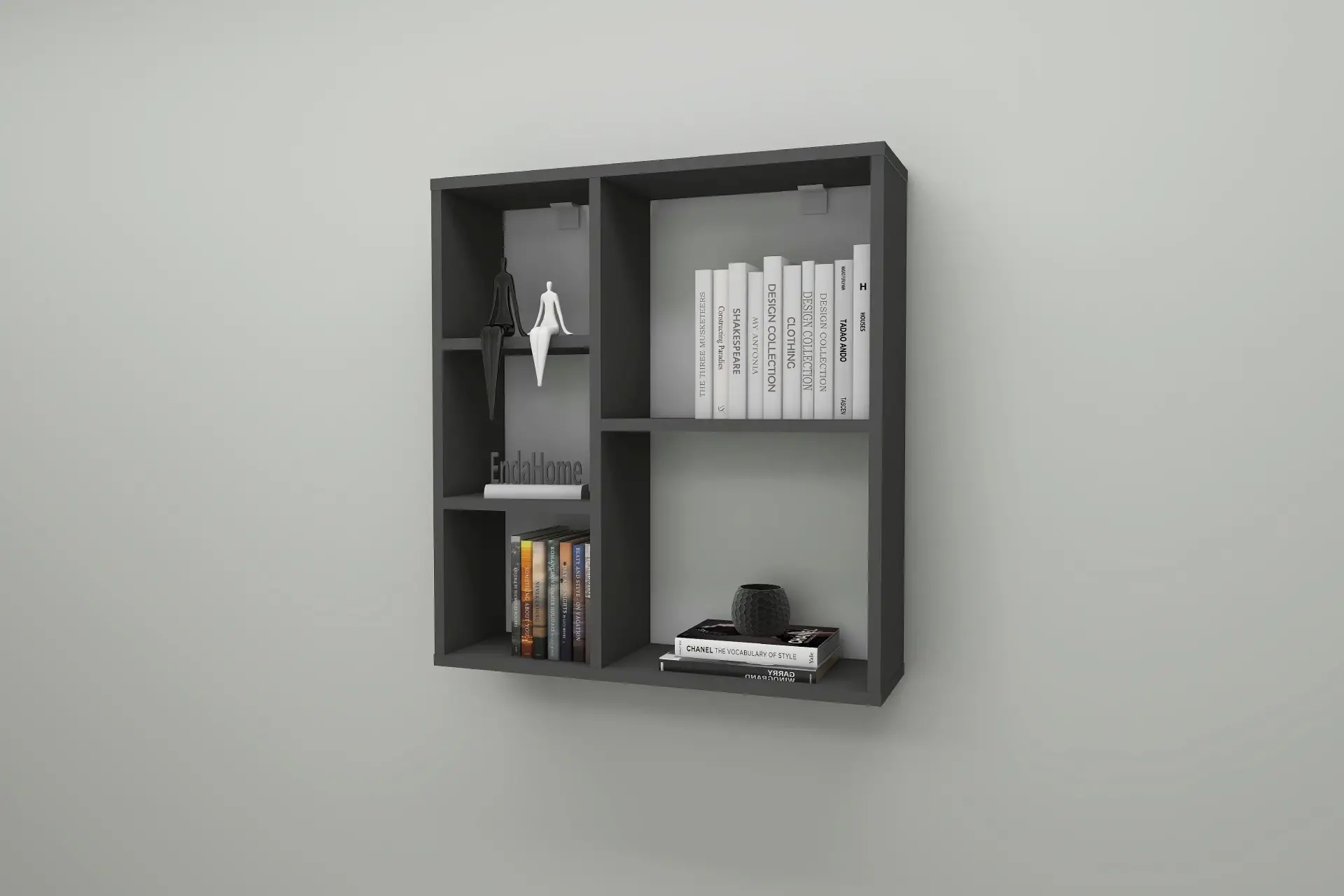 Myra 5 Gözlü Çok Amaçlı Modern Duvar Rafı Antrasit