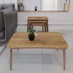 Balkır 4lü Ahşap Ayaklı Zigon ve Orta Sehpa Seti Ceviz