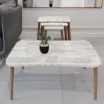 Balkır 4lü Ahşap Ayaklı Zigon ve Orta Sehpa Seti Kristal