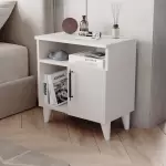 Kommen 3 Bölmeli Kapaklı Komodin Beyaz