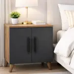 Lumen 2 Kapaklı Raflı Klasik Komodin Antrasit - Atlantik Çam