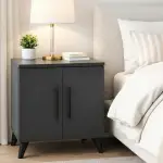 Lumen 2 Kapaklı Raflı Klasik Komodin Antrasit