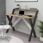 X Ayaklı Raflı Ders Çalışma Masası 50x90 cm Antrasit - Çam