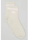 Alo Unisex Half-Crew Throwback Sock Bone White