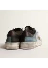 Golden Goose Men’s Stardan in distressed mesh and petrol-colored upper