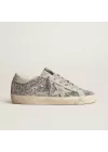 Golden Goose Super-Star in silver glitter with ice-gray suede star