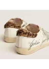 Golden Goose Super-Star Sneakers With Leopard-Print Pony Skin Heel Tab And Swarovski Crystal