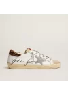 Golden Goose Super-Star Sneakers With Leopard-Print Pony Skin Heel Tab And Swarovski Crystal