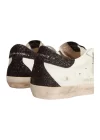 Golden Goose Womens Super Star with Gold Star and Black Glitter Heel Tab