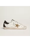 Golden Goose Womens Super Star with Gold Star and Black Glitter Heel Tab