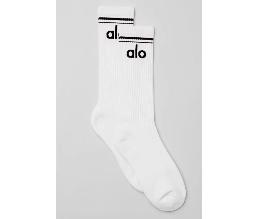 Alo Unisex Throwback Sock Black White