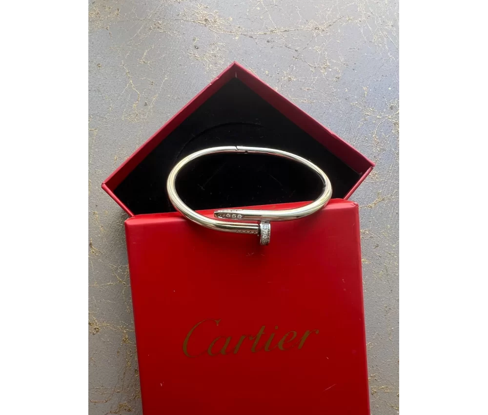 Cartier Çivi Bileklik Taşlı Silver