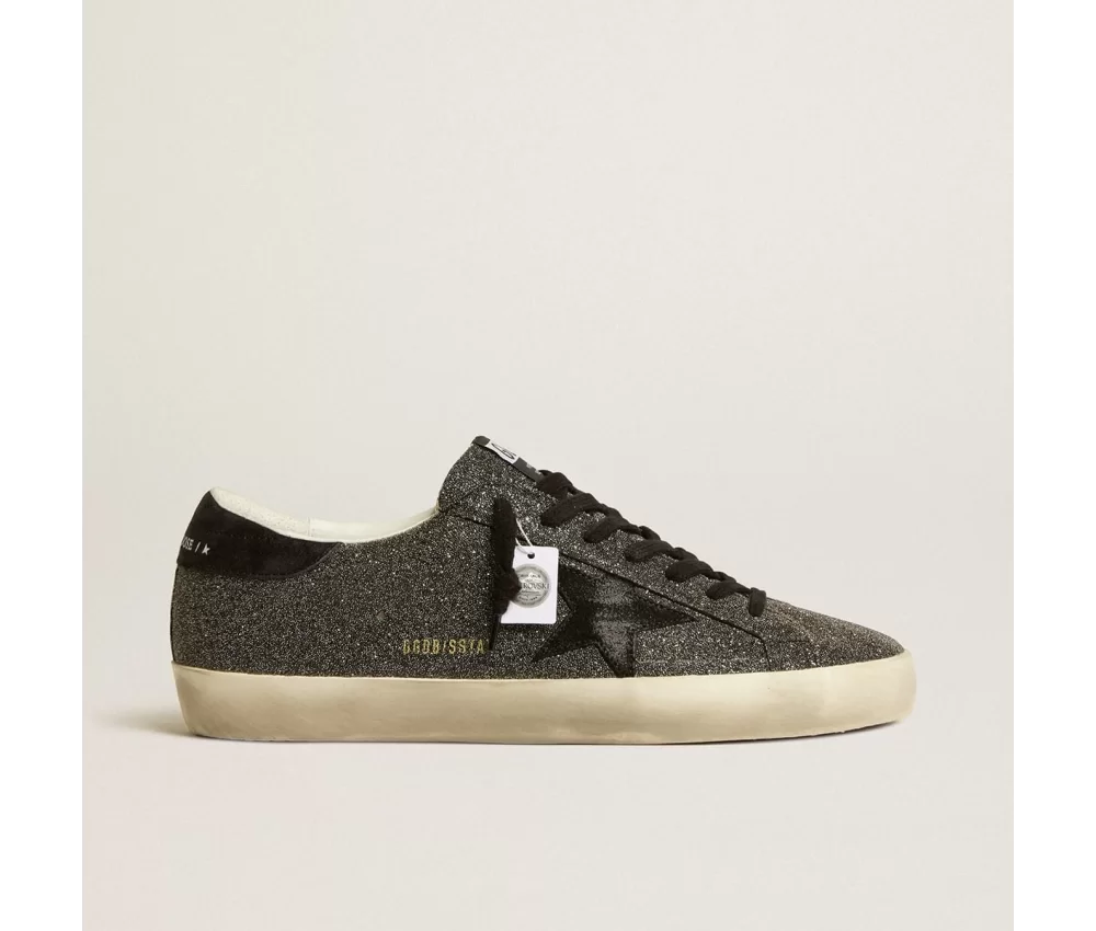 Golden Goose Men’s Super-Star in black Swarovski crystals with black suede star