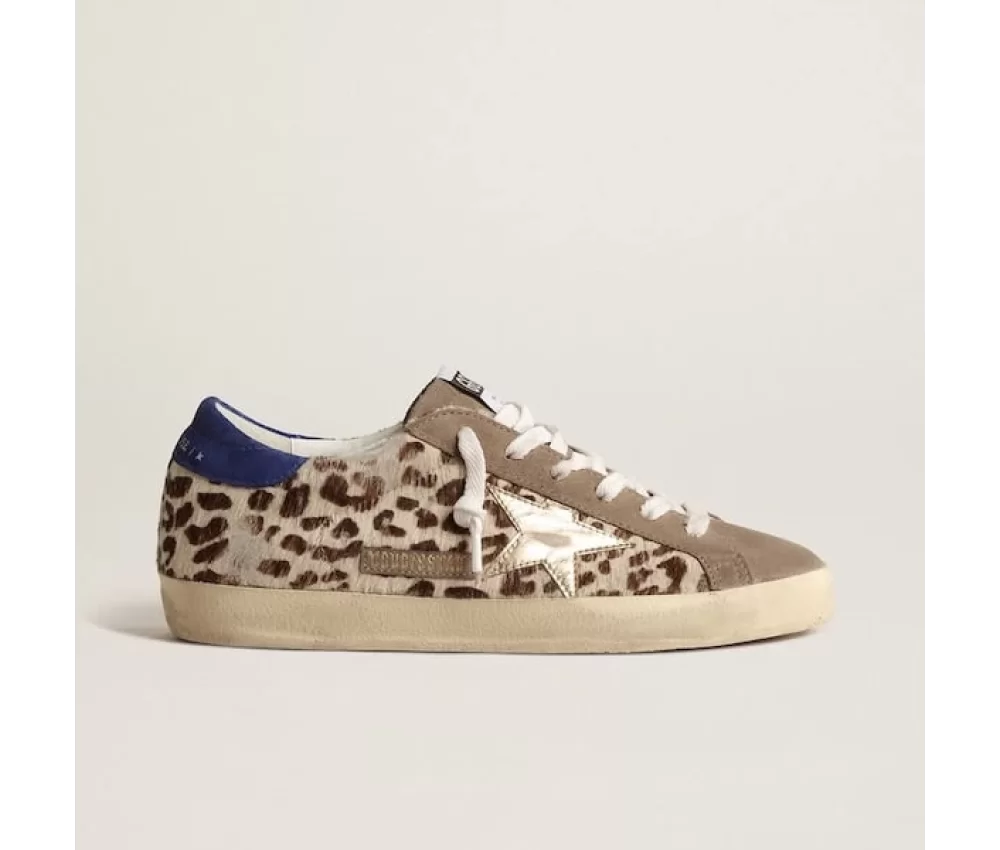 Golden Goose Super-Star Ltd In Pony Skin With Gold Star And Suede Heel Tab