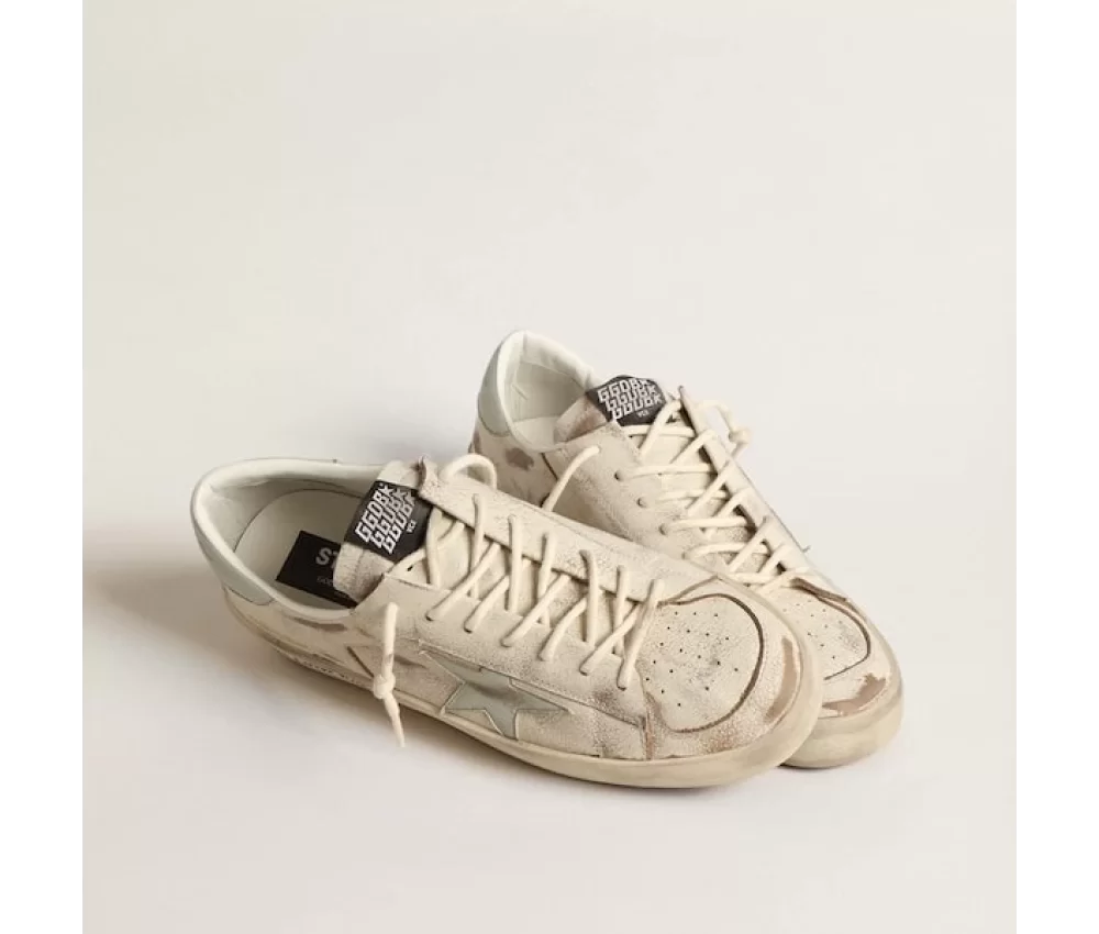 Golden Goose White Stardan Distressed Low-top Trainers