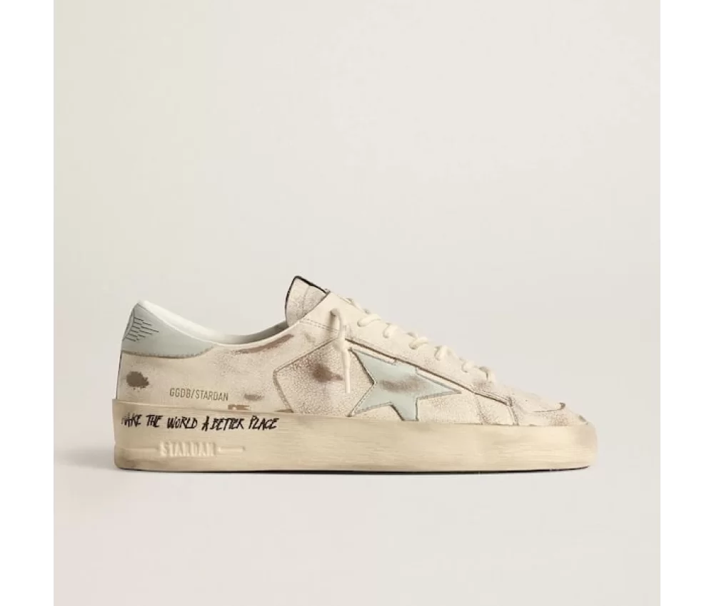 Golden Goose White Stardan Distressed Low-top Trainers