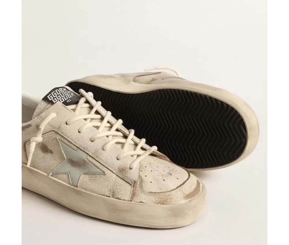 Golden Goose White Stardan Distressed Low-top Trainers