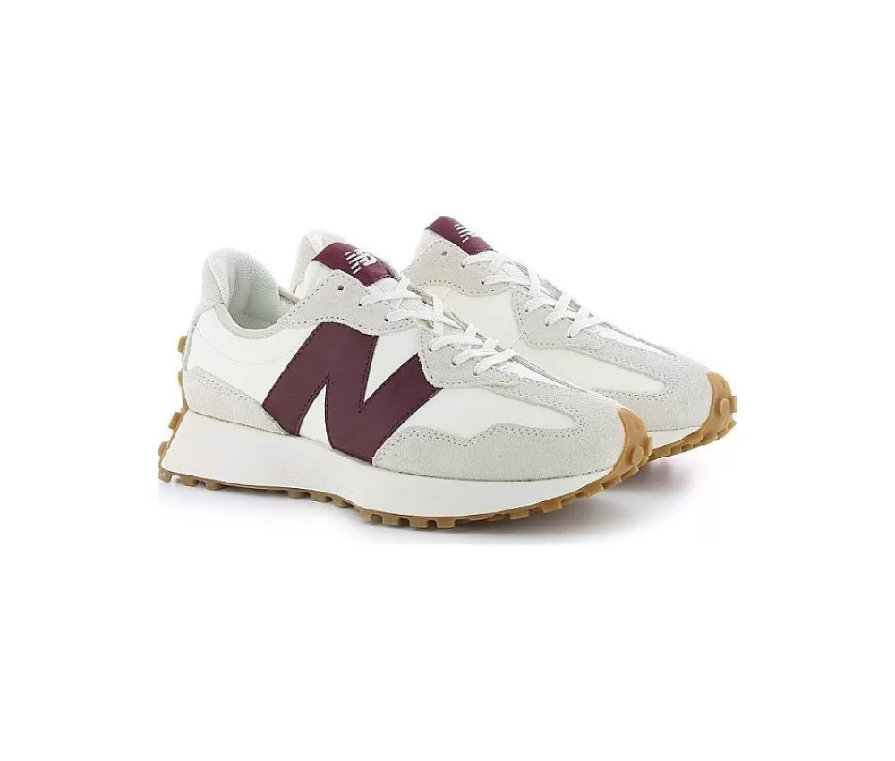 New Balance 327 White Dark Red