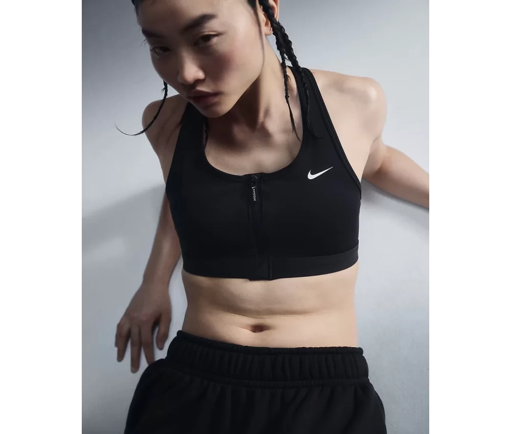 Nike Swoosh Front Zip Orta Destekli Dolgulu Kadın Spor Sütyeni