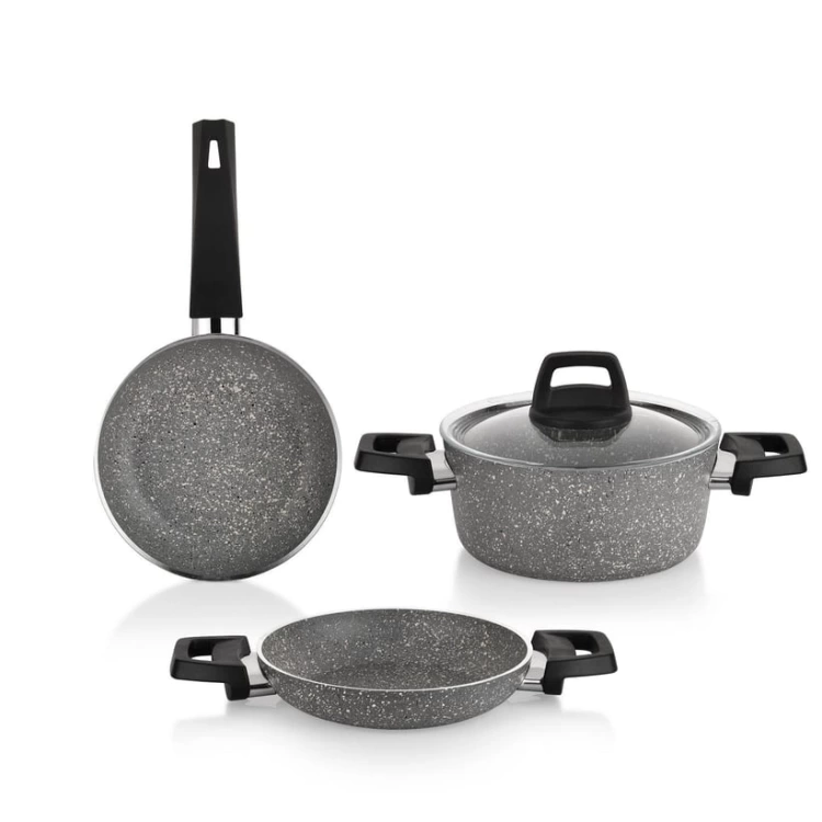 Schafer Eternal 3 lü Set 18 Cm Tencere 18 Cm Sahan 18Cm Tava Gri