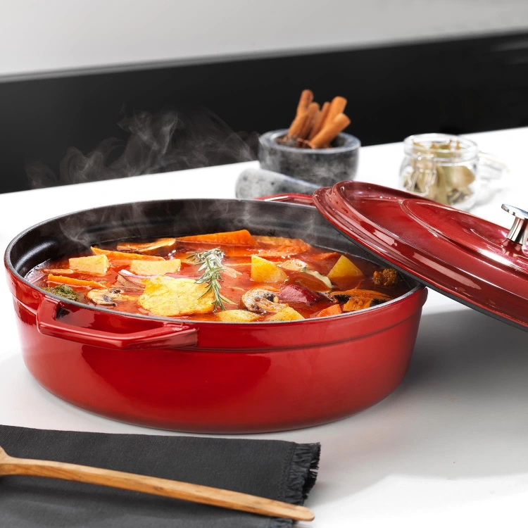 Schafer Guss Chef Döküm Basık Tencere 28 Cm Kırmızı