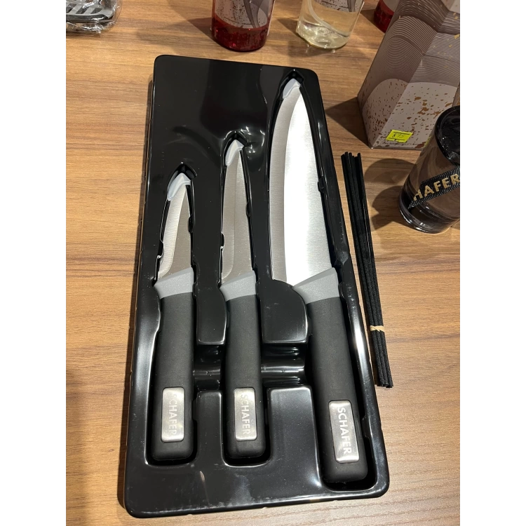 Schafer Helfer Bıçak Seti 3 Parça-Gri/Siyah