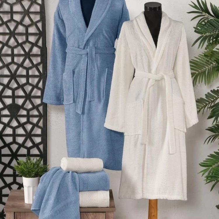 Schafer Home Arya Bornoz Havlu Seti 6 Parça İndigo Beyaz