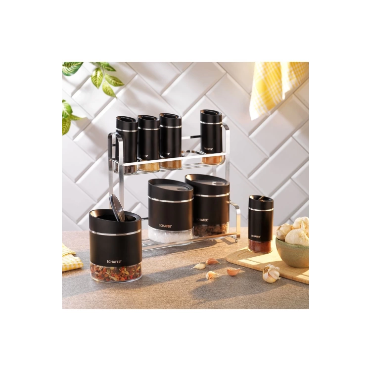 Schafer Silver Touch Baharat Takımı 9 Parça Siyah