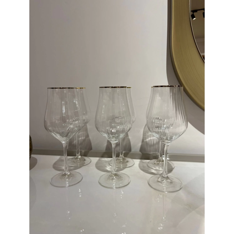 Schafer Tulipa Optik Ayaklı Kadeh 6 Parça-Platin