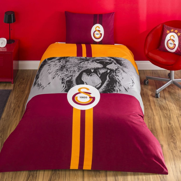 Taç Lisanslı Galatasaray Şampiyon Aslan Pamuk Tek Kişilik Nevresim Takımı