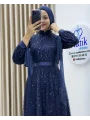 Analı Kızlı Boncuk Payet Elbise