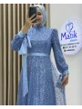 Analı Kızlı Boncuk Payet Elbise